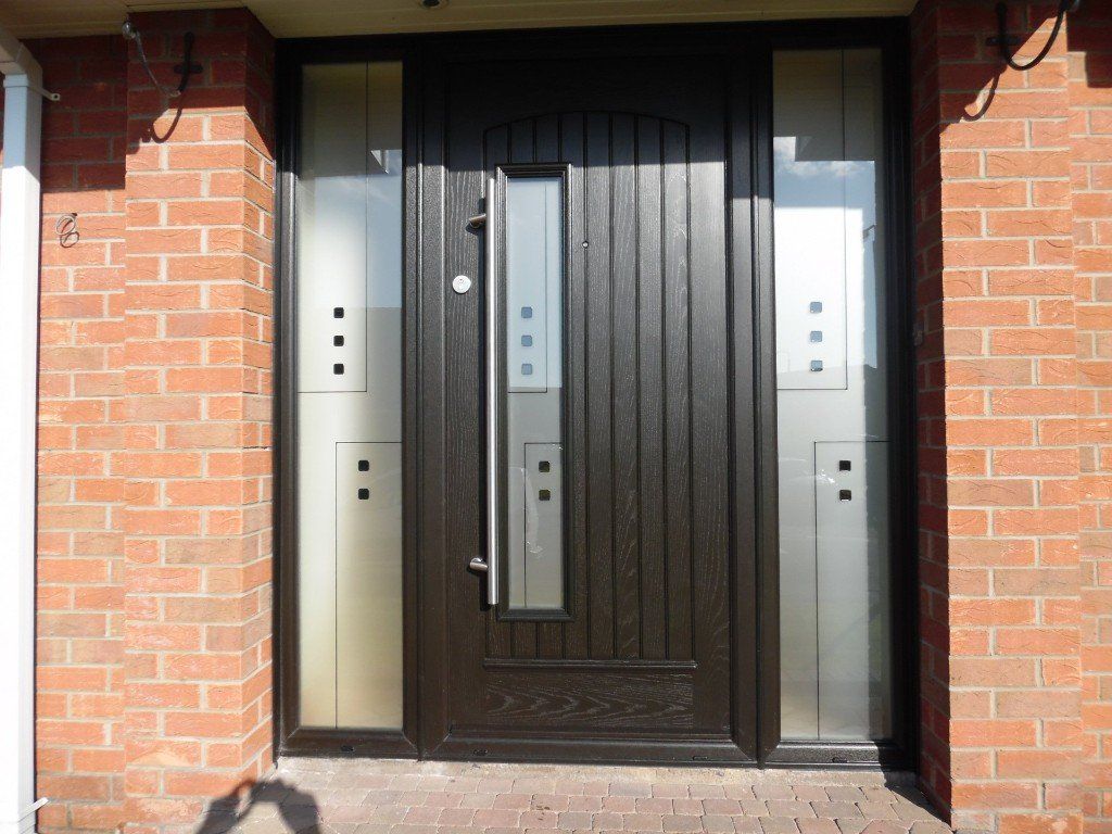 black composite door with side window