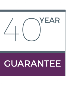 A logo that says 40 year guarantee on it