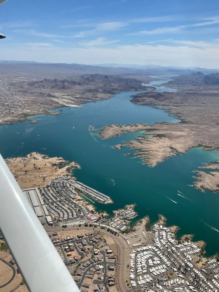 An aerial view of a large body of water