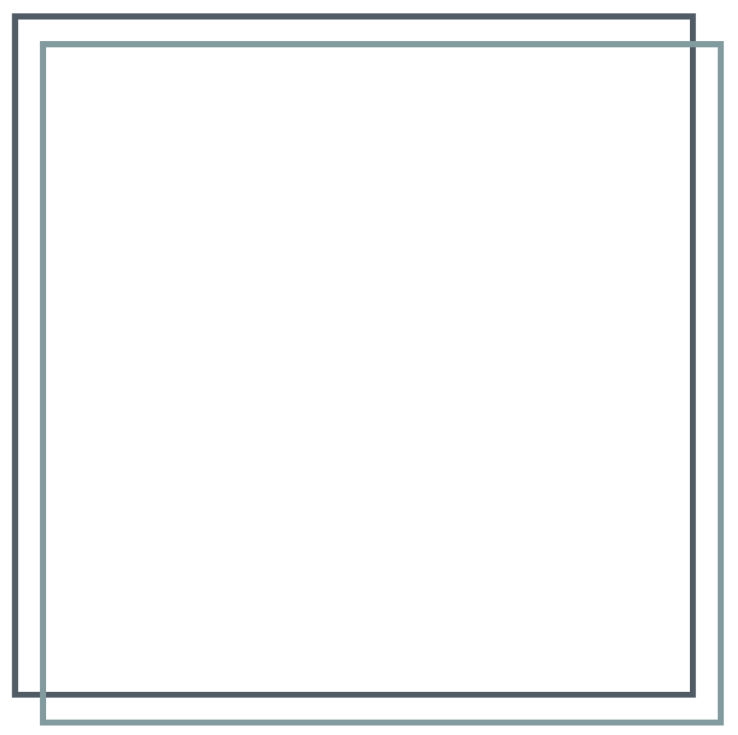 Two overlapping, thin, dark-gray square outlines on a white background.