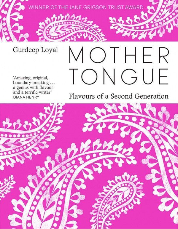 Book cover for Mother Tongue by Gurdeep Loyal, with bright pink and white floral design and title text