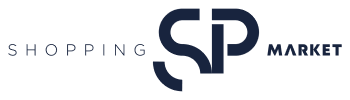 Um logotipo para o mercado de compras sp é mostrado em um fundo branco.