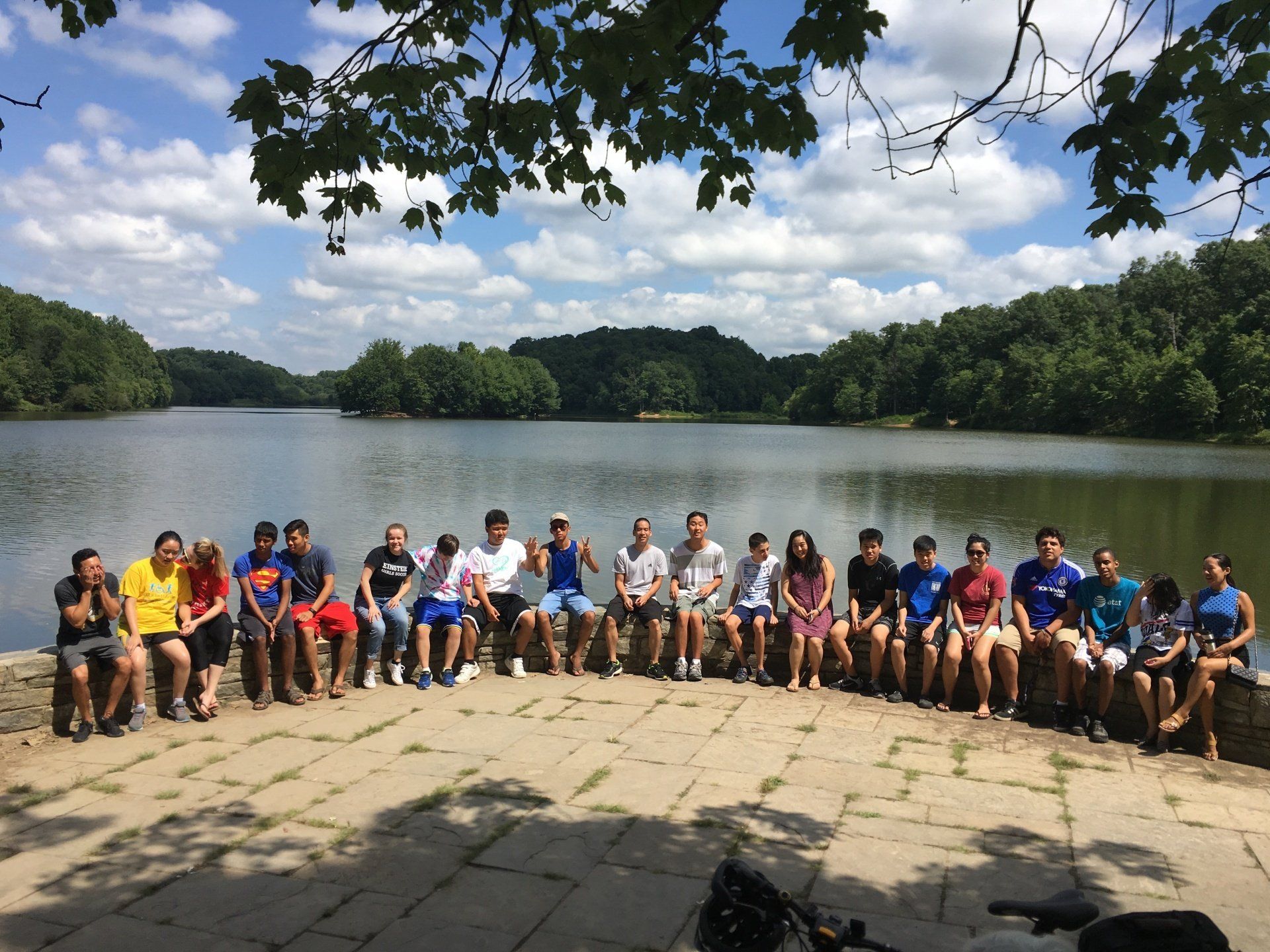 students near the lake