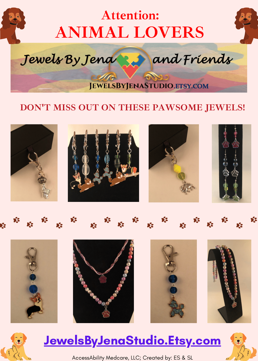 jewels by jena animal themed jewelry flyer