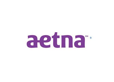 Aetna logo in purple on a white background.