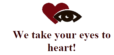 A heart with an eye on it and the words `` we take your eyes to heart ''