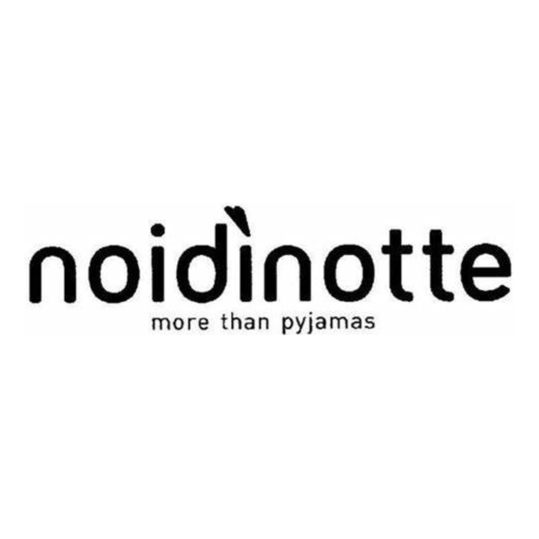 Un logo in bianco e nero per un'azienda chiamata noidinotte più che pigiami.