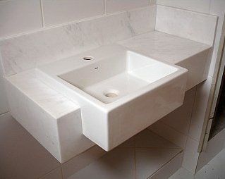 Lavatório em Mármore Branco no Site da Marmoraria Dom Pedro