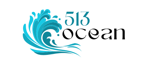 A logo for 513 ocean with a wave and the words 513 ocean