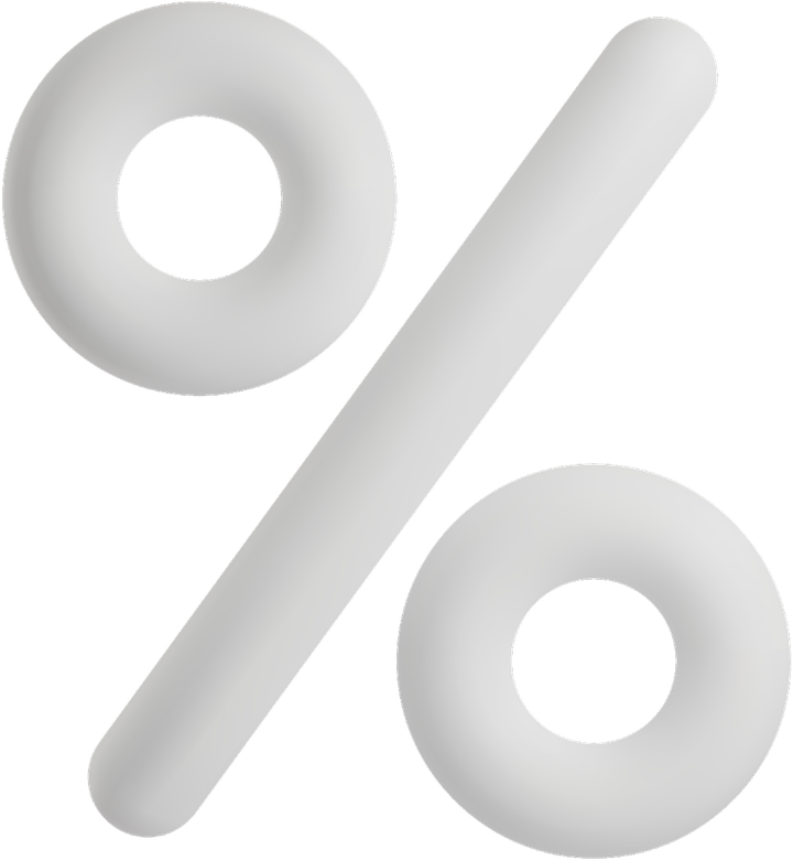 A 3D, white, matte-finished percentage sign centered against a plain white background. | Integrated Automotive