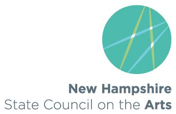 The logo for the New Hampshire State Council on the Arts, featuring a teal circle with intersecting lines above the text.