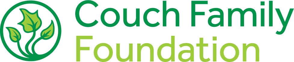 Logo of the Couch Family Foundation: three stylized green leaves inside a circle next to the company name in green.