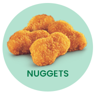 Chicken nuggets on a green circle, labeled 