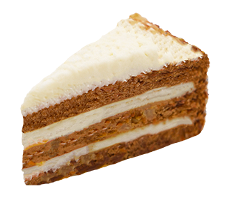 Slice of carrot cake with white frosting.