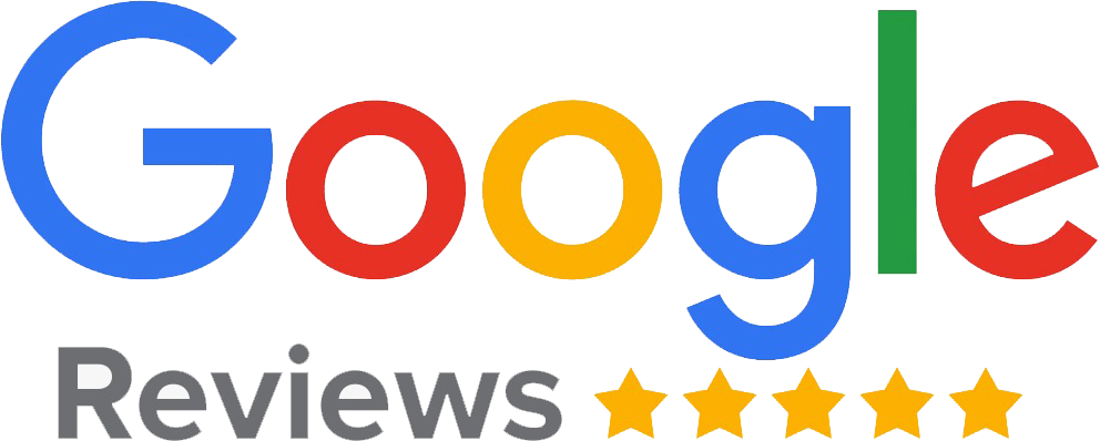 Google Reviews logo with blue, red, yellow, and green letters, gray 