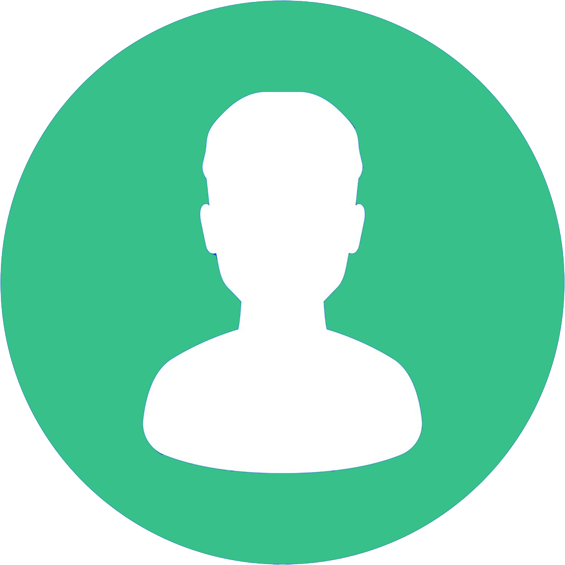 White silhouette of a person inside a green circle.