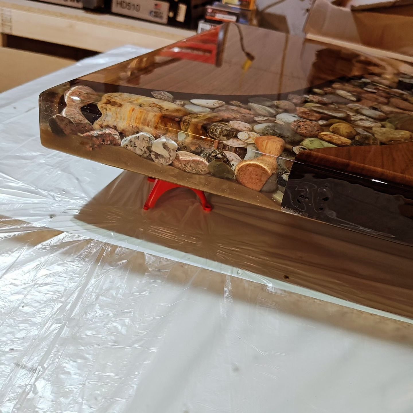 A piece of resin sitting on top of a table