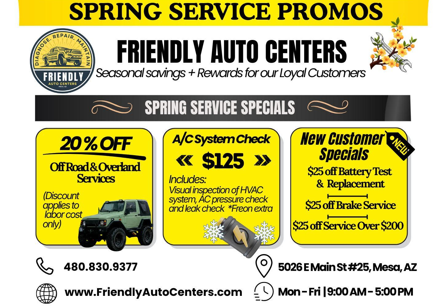 Friendly Auto Centers Promotional Banner