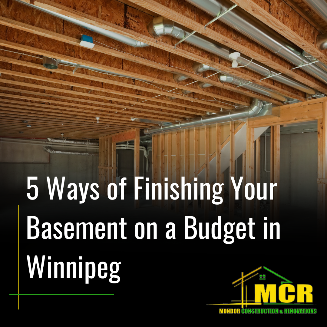 an advertisement for finishing your basement on a budget in winnipeg