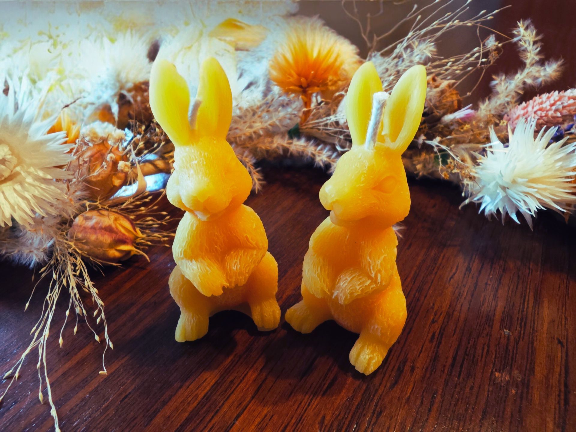 100% bijenwas paashaas kaarsjes, schattig setje van 2