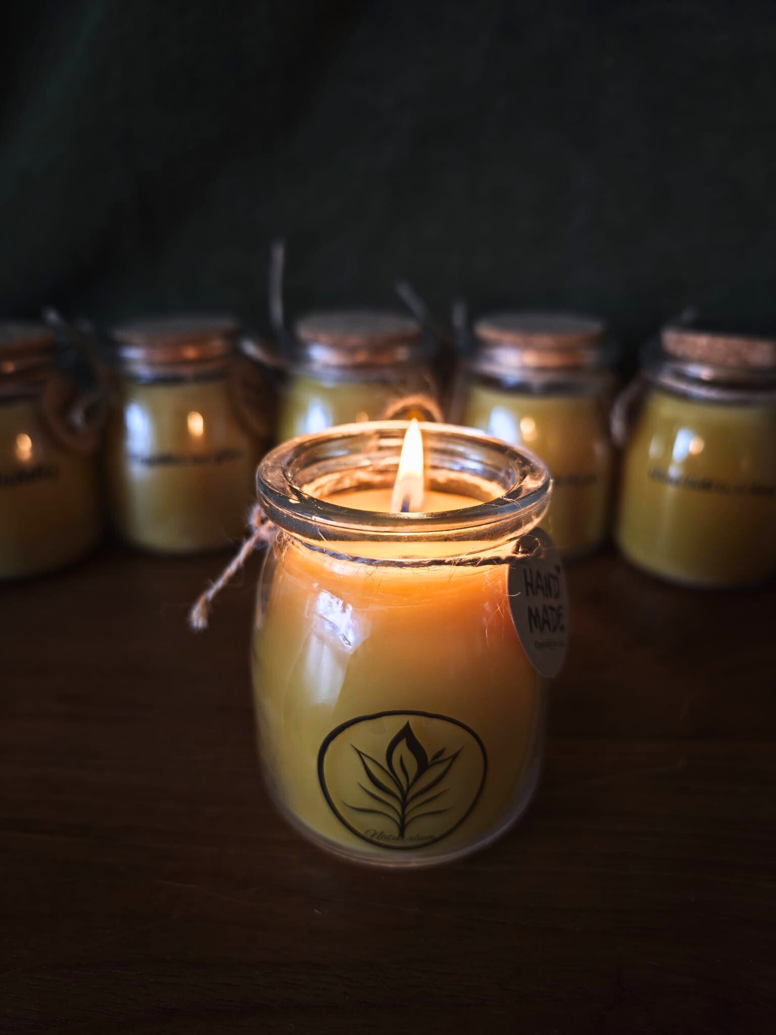 100% bijenwas kaars in glas (groot)