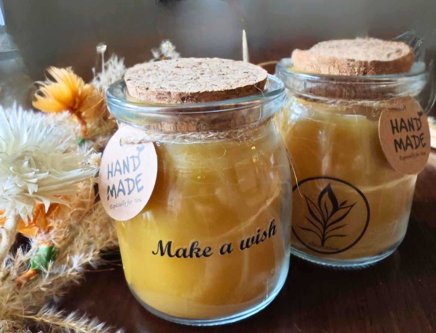 100% bijenwas kaars in glas (groot)