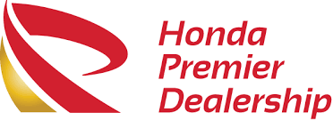 The honda premier dealership logo is red and gold.