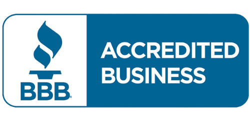 Ted & Bros Plumbing | The bbb logo is blue and white and says accredited business.