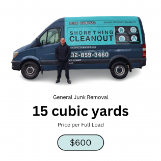 A blue van with the logo 