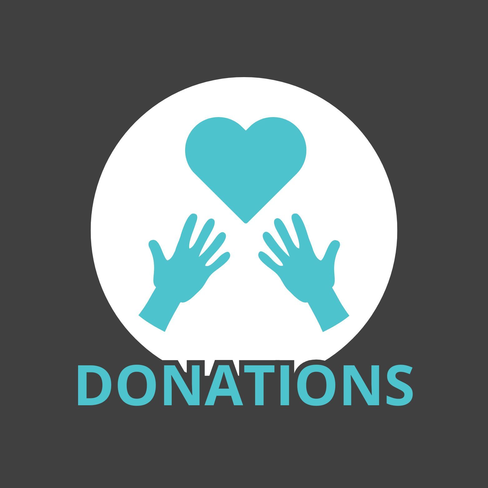 Hands reaching up toward a blue heart inside a white circle, with the word