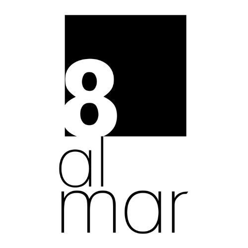 A black and white logo with the number 8 in a square.
