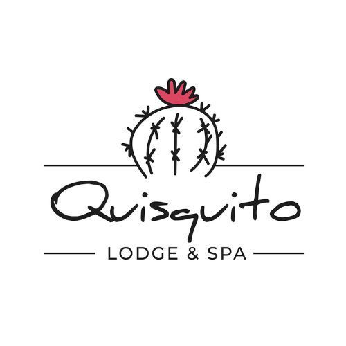 A logo for a lodge and spa with a cactus on it.