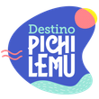 A blue logo with the words destino pichi lemu on it