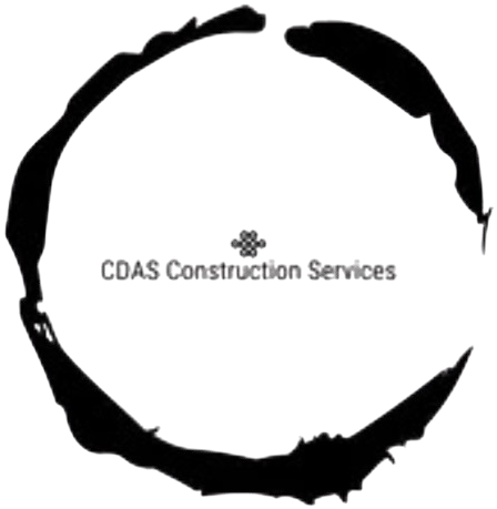 A black and white logo for cdas construction services