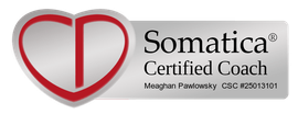 A somatica certified coach logo with a red heart