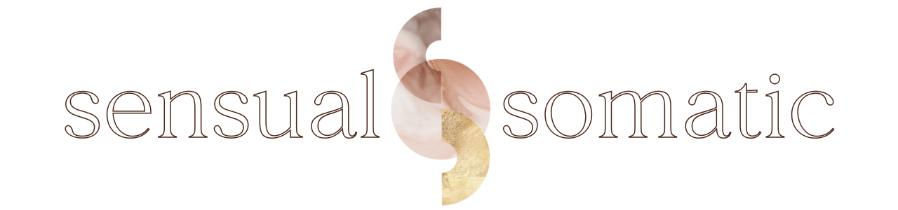 A logo for sensual somatic with a swirl in the middle