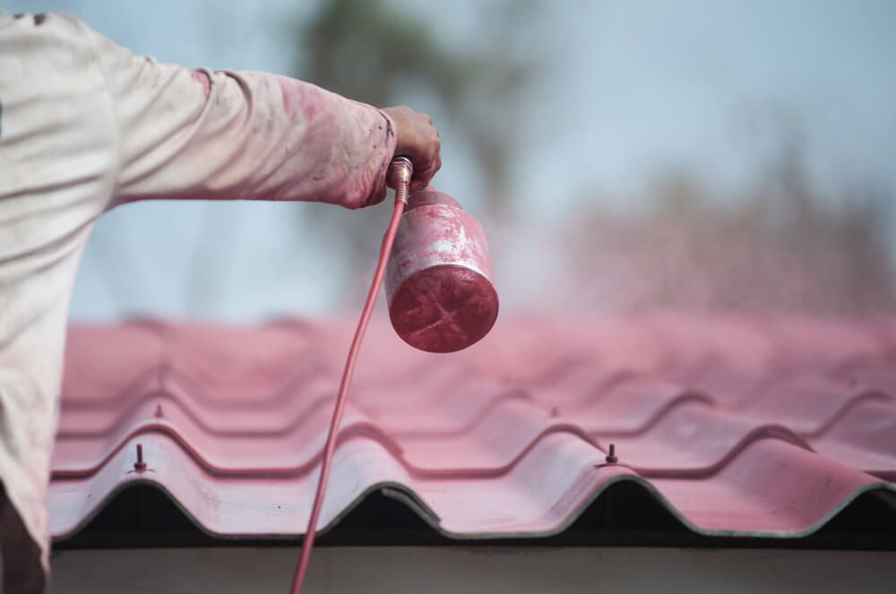 Spray Paint Red Roof Tiles — Roof Painting in Harrington, NSW