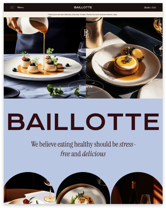 Top: Dishes being poured with sauce. Below: