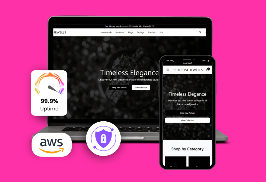 Website displayed on a laptop and phone, promoting 