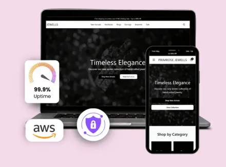 Website displayed on a laptop and phone, promoting 