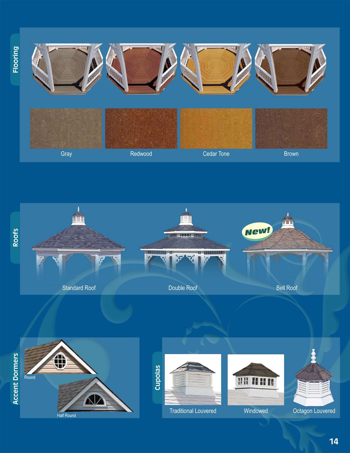 Gazebo Flooring, Roofs, Accent Dormers and Cupolas Options — Burlington, NJ — The Shed Lot
