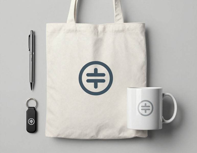 Branded promotional products flat-lay