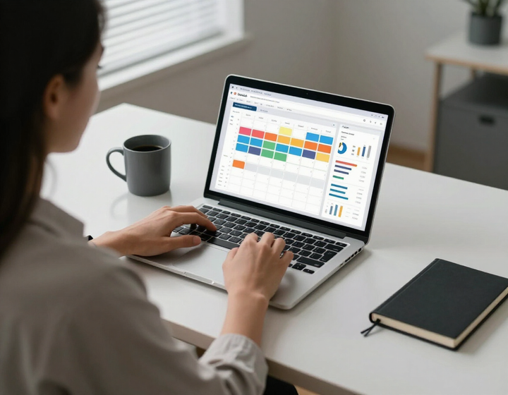 Marketing professional reviewing social media analytics dashboard