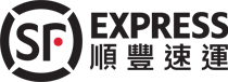 順豐速運標誌，黑色圓形徽章，內有“SF”字樣和紅色圓點，旁邊是“EXPRESS”字樣和中文。