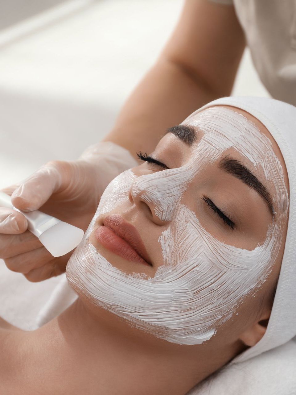 woman getting a face peel
