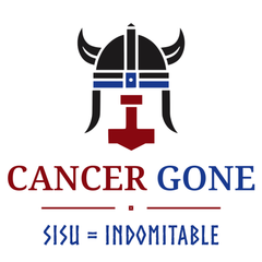 A logo that says cancer gone sisu = indomitable