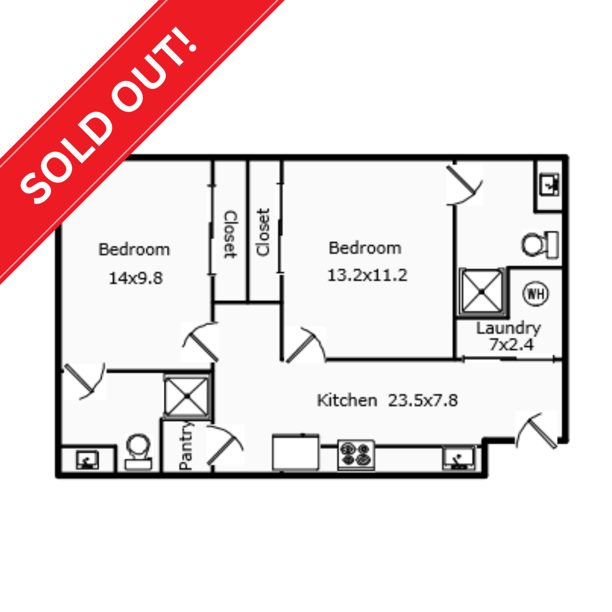 Atrium 2 Bed SM Floor Plan