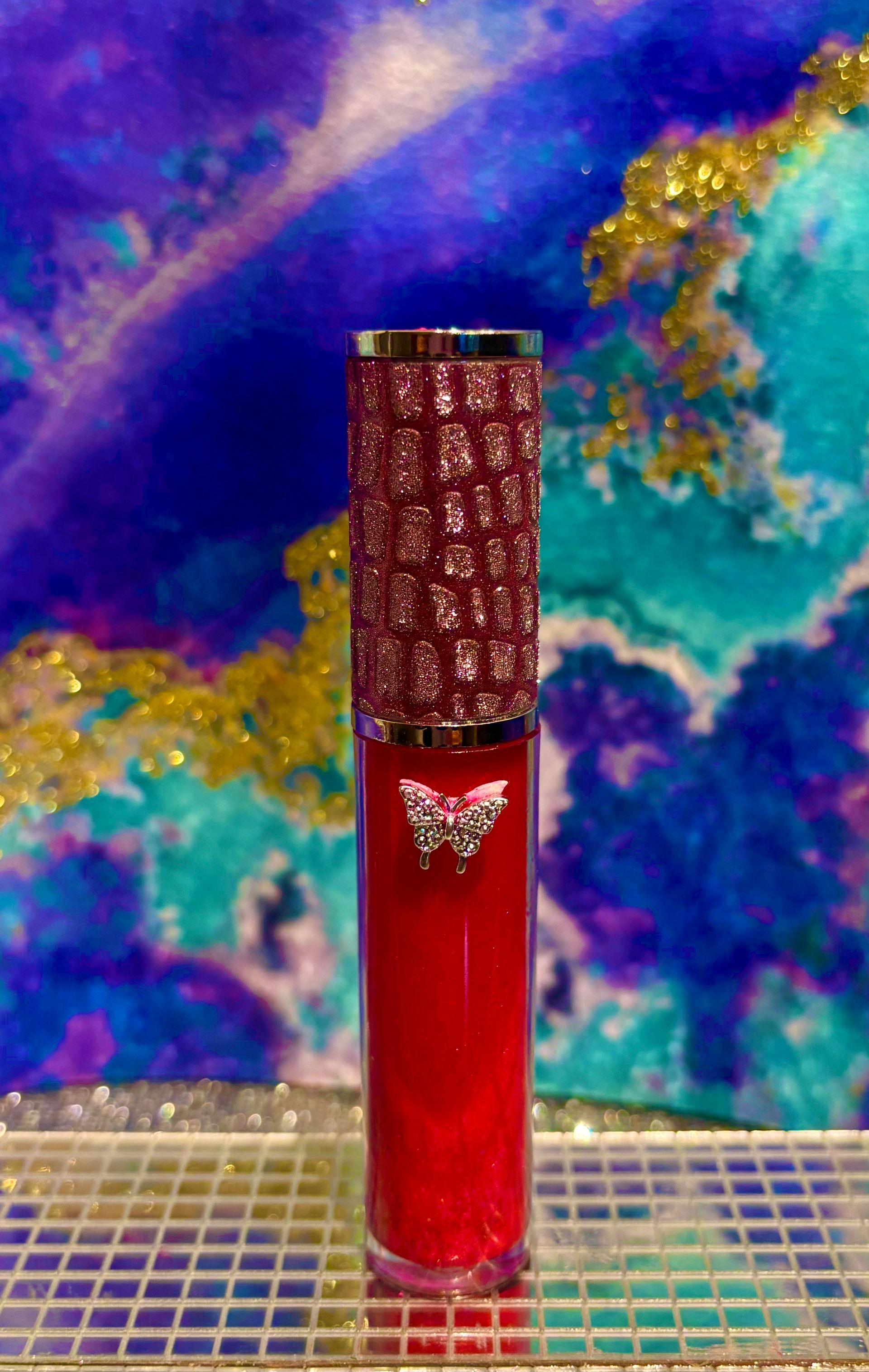 Lip Gloss Stain Extended Wear Vegan, Parban Free, all Natural Ingredients Velvet Diva Red Vitamin Enriched