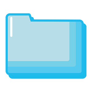 A blue folder icon on a white background.