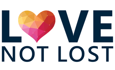 A logo for love not lost with a heart in the middle